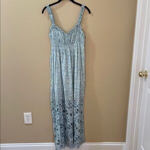 Anthropologie Green Maxi Sundress with Sweetheart Neckline